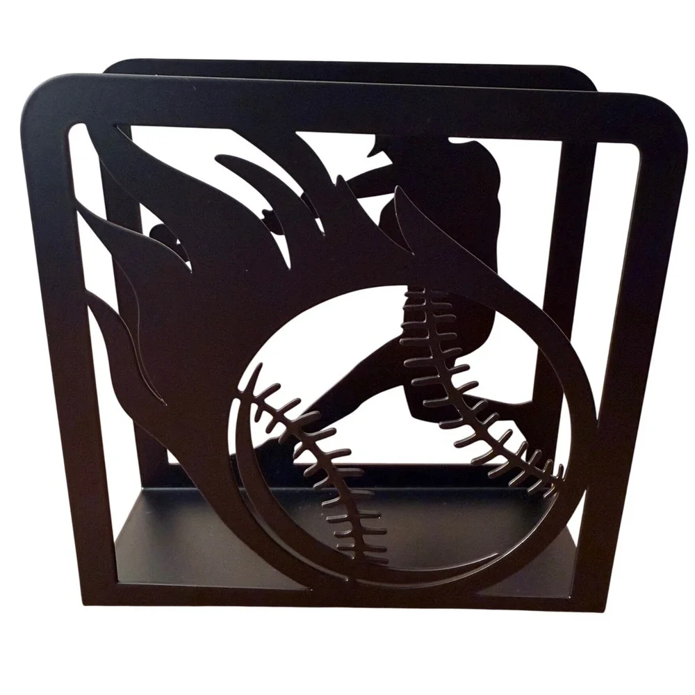 Black Metal Baseball Napkin Holder Tabletop Sports Decor B0DJ5QP79D New